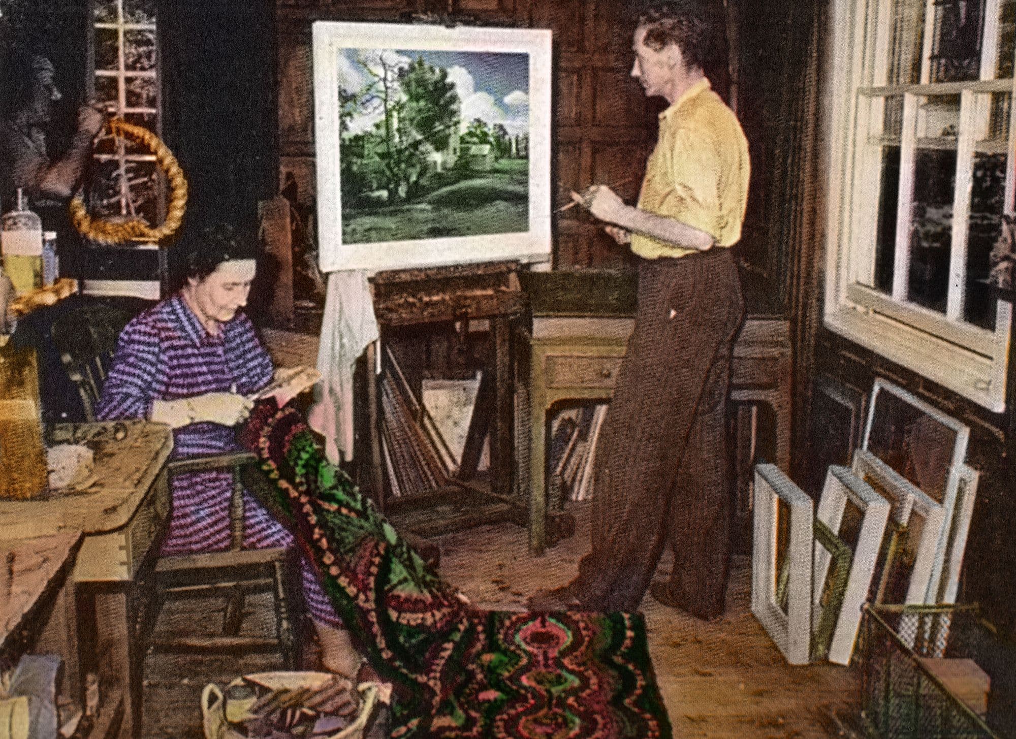 Lucie and John Aldridge in Place House, Great Bardfield, 1955