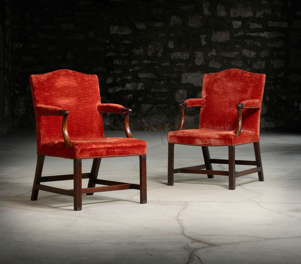GEORGE III MAHOGANY OPEN ARMCHAIRS, POSSIBLY WILLIAM HAMILTON OF EDINBURGH