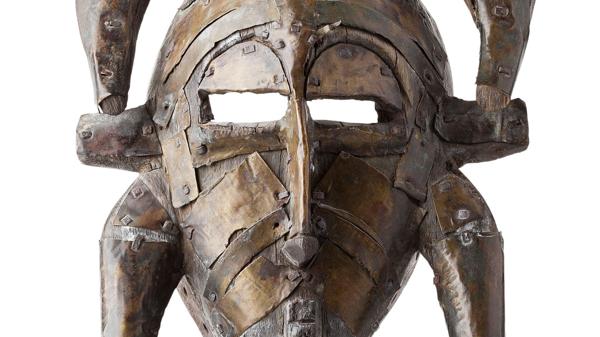 SENUFO CARVED WOOD AND COPPER MOUNTED CEREMONIAL MASK | Sold for £2,500